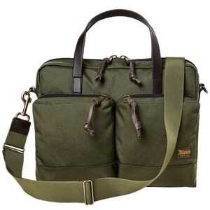Filson Olive Green Briefcase with Brown Accents